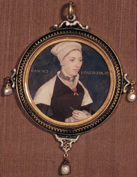 Detail of Miniature portrait of Jane Small, formerly known as Mrs. Robert Pemberton, c.1540 by Hans Holbein the Younger