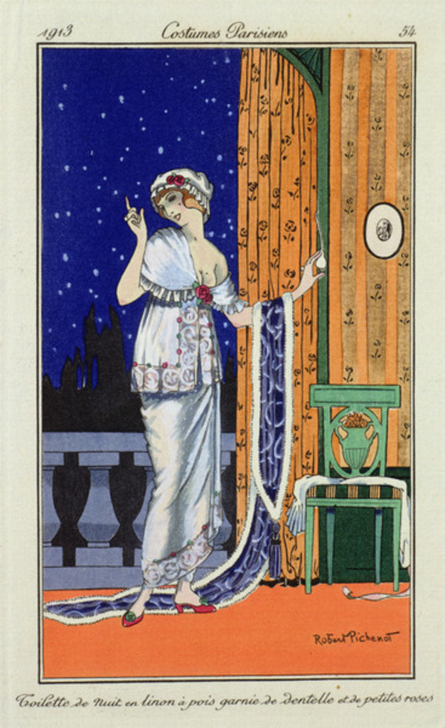 Detail of Evening wear from `Costume Parisien' by Robert Pichenot, 1913 by Robert Pichenot