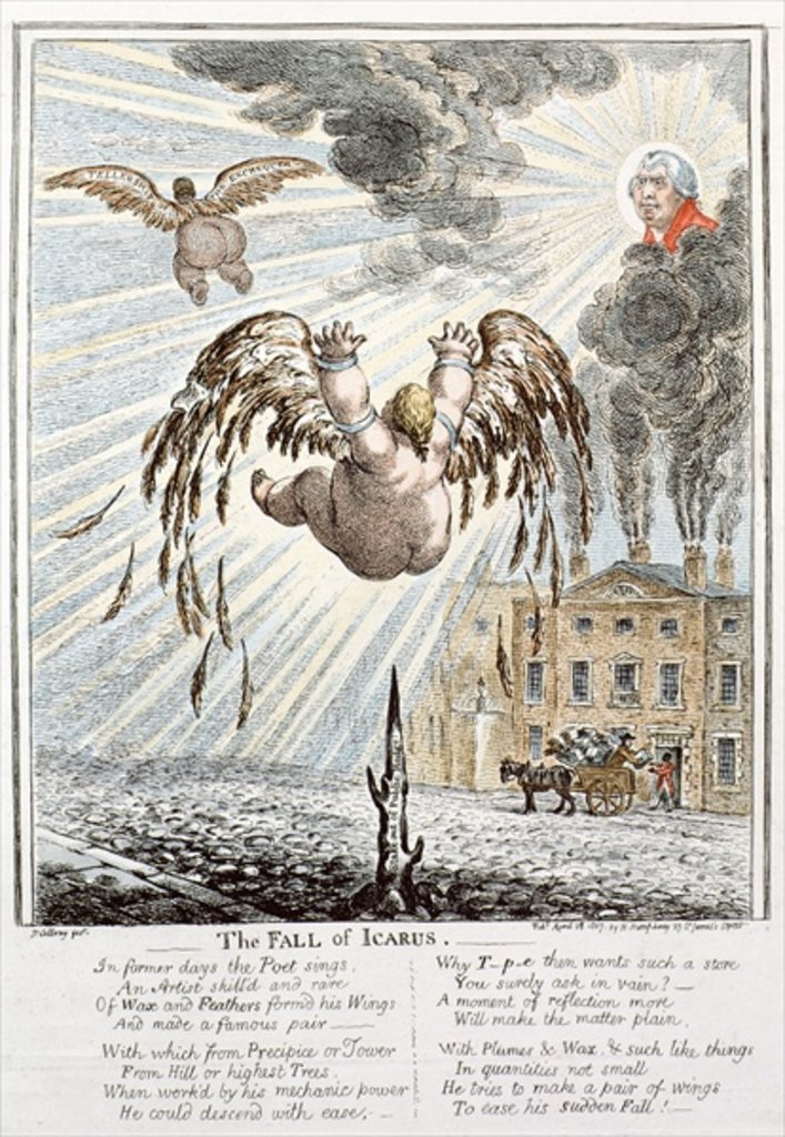 Detail of Fall of Icarus, 1807 by James Gillray