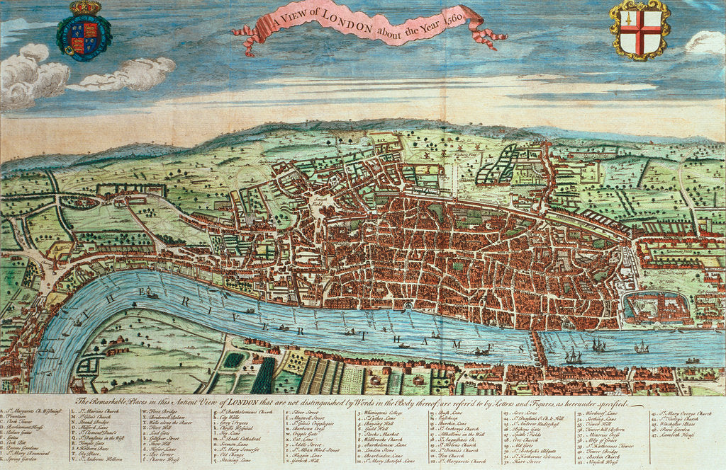 Detail of View of London, c.1560 by English School