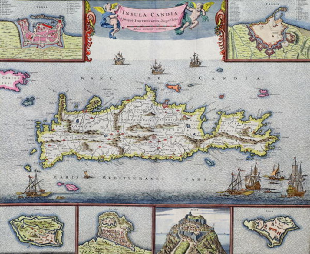Detail of Map of the Island of Candia with the sea port of Herakleion, c.1680 by Frederick de Wit