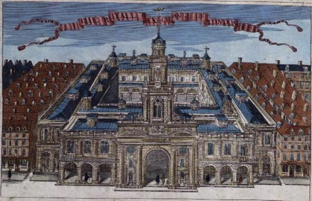 Detail of Royal Exchange from 'A Book of the Prospects of the Remarkable Places in and about the City of London' c.1700 by Robert Morden