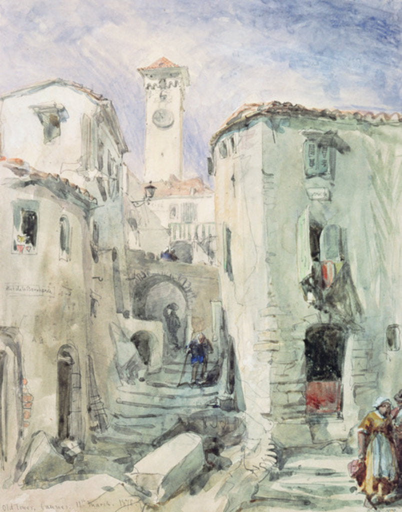 Detail of The Old Tower at Cannes, 1870 by William 'Crimea' Simpson