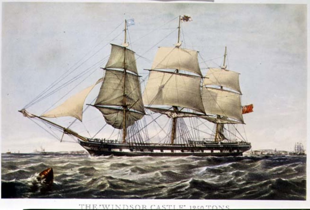 Detail of The 'Windsor Castle', 1250 tons by Anonymous Anonymous