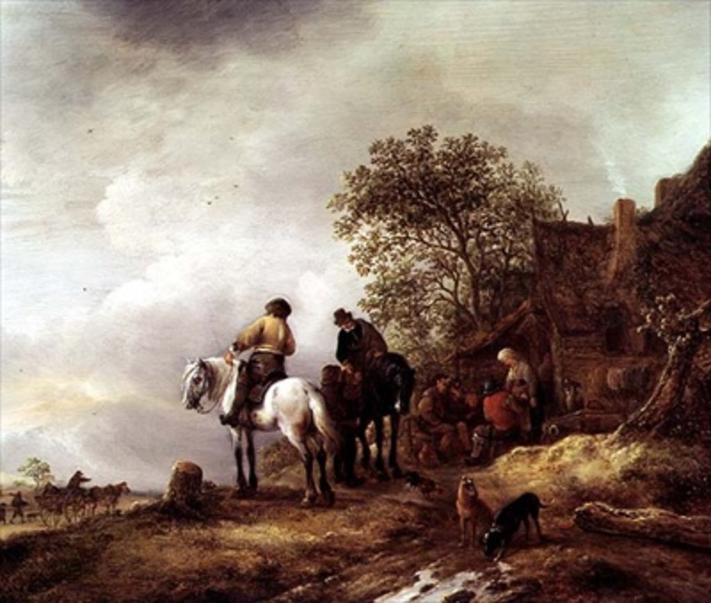 Detail of Landscape with Riders by Adriaen Jansz. van Ostade