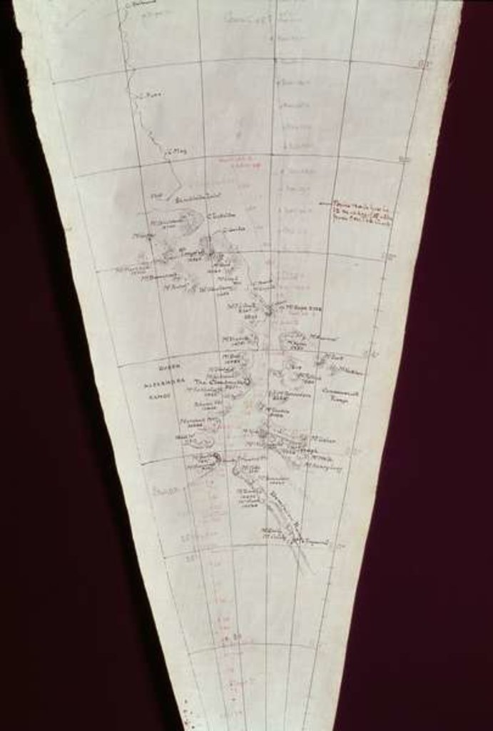 Detail of Section of Map from Ross Island to South Pole used on Antarctica Expedition, 1910-12 by Edward Adrian Wilson