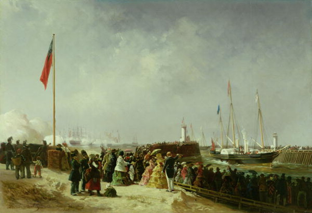Detail of The Departure of the Steam Packet at Boulogne by Louis Bentabole