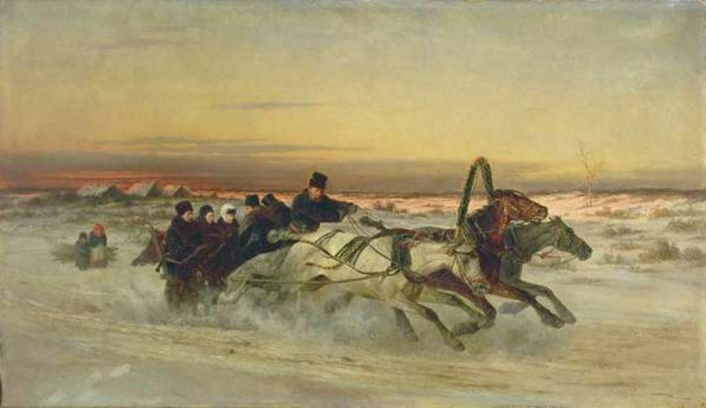 Detail of A Galloping Winter Troika at Dawn by Nikolai Egorevich Sverchkov
