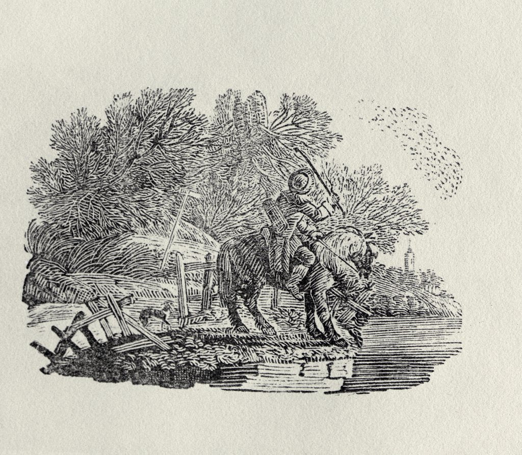 Detail of A Rider Distracted by a Flock of Birds by Thomas Bewick