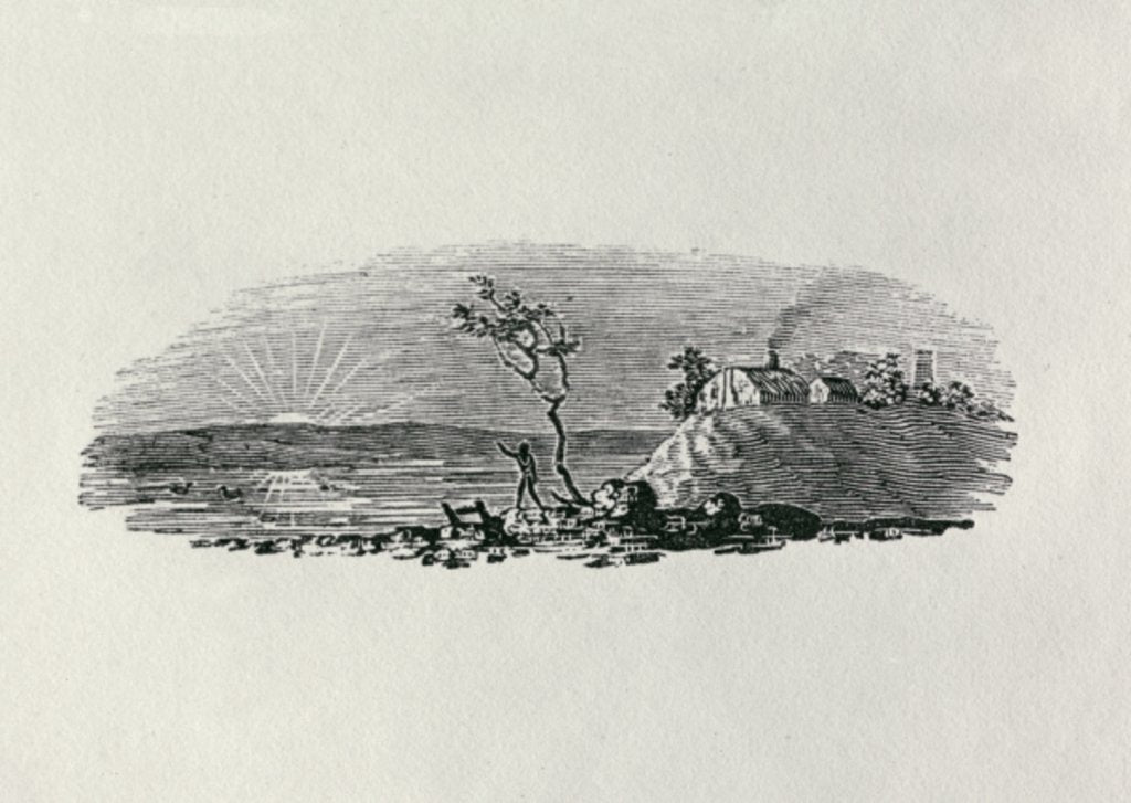 Detail of Winter Sunset from 'History of British Birds and Quadrupeds' by Thomas Bewick