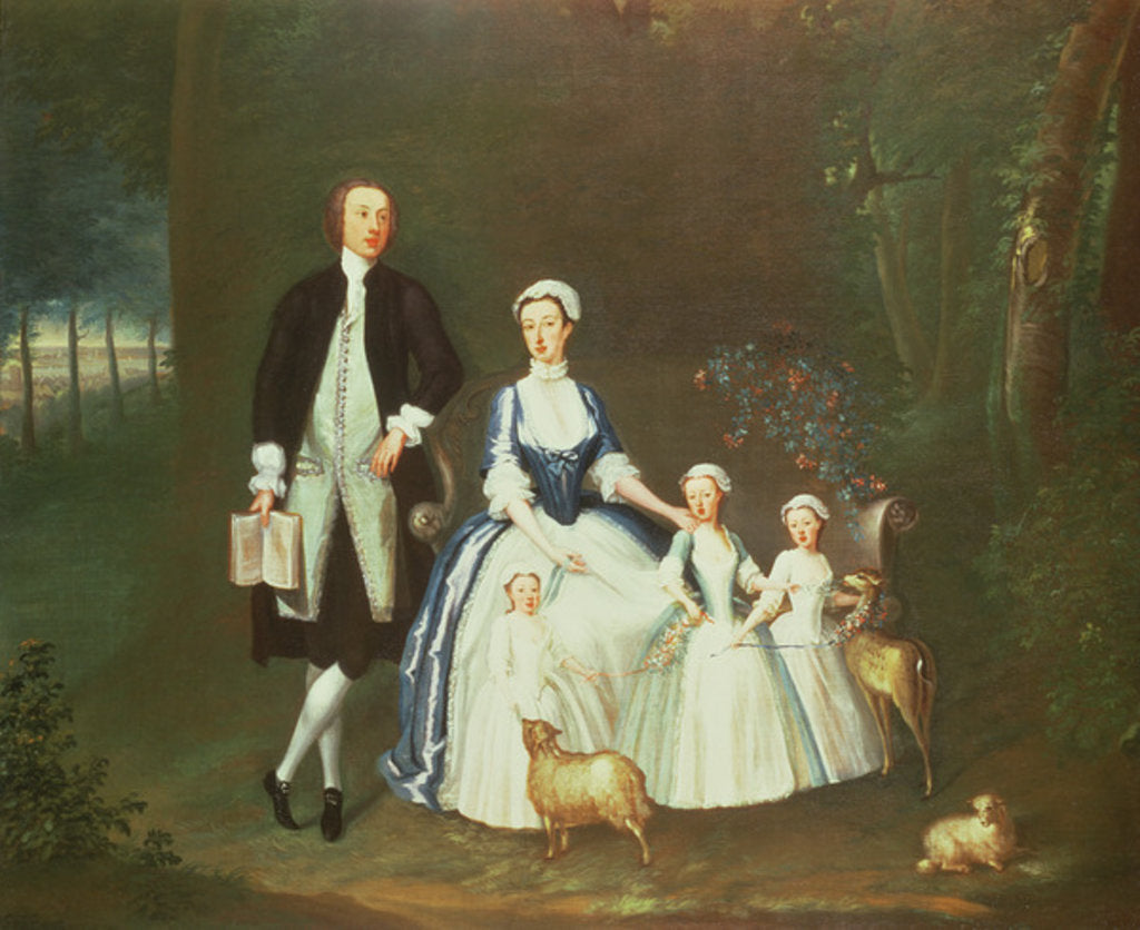 Detail of Baptist Noel, 4th Earl of Gainsborough and His Wife, Elizabeth, with their Children by William Henesy