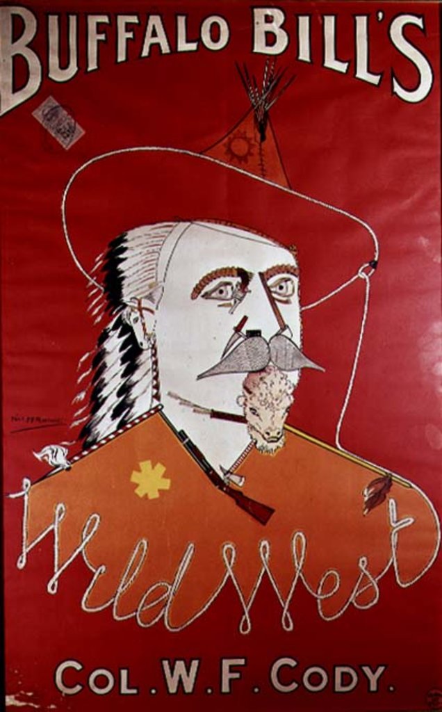 Detail of Poster advertising Buffalo Bill's Wild West show, published by Weiners Ltd., London by English School