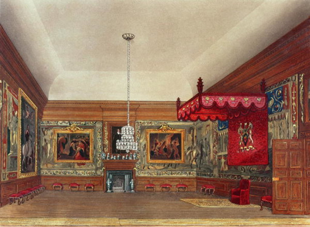 Detail of The Throne Room, Hampton Court from Pyne's 'Royal Residences', 1818 by William Henry Pyne