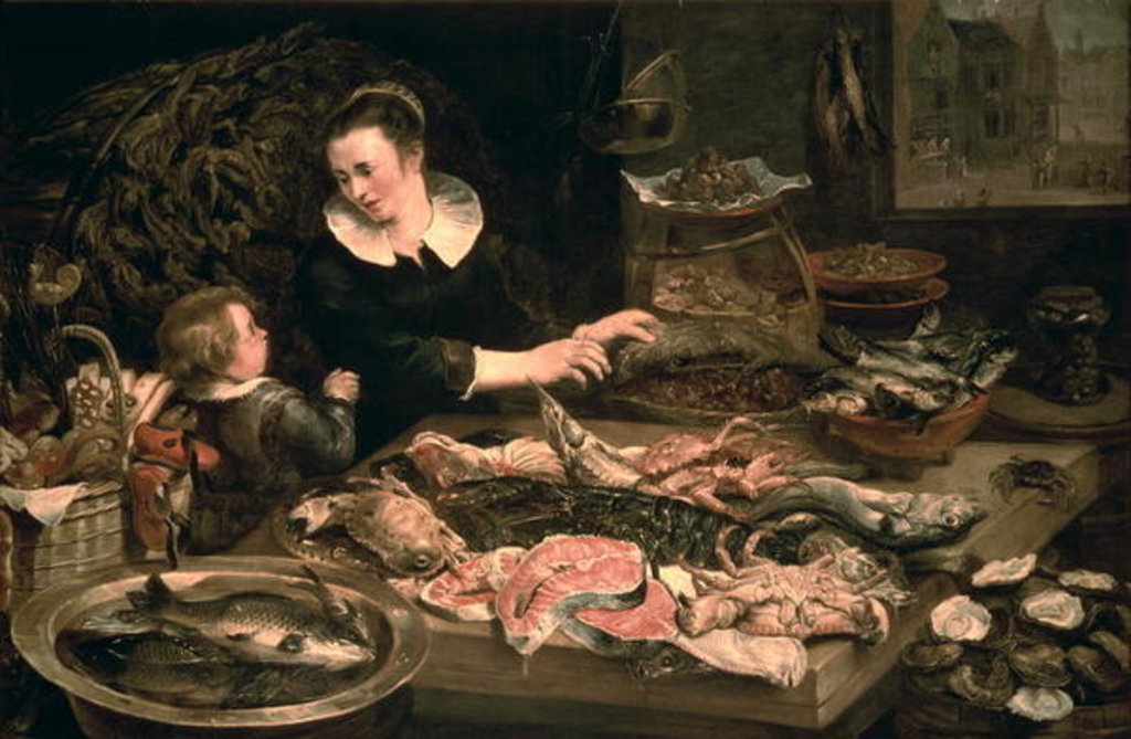 Detail of The Fishmonger by Frans Snyders or Snijders
