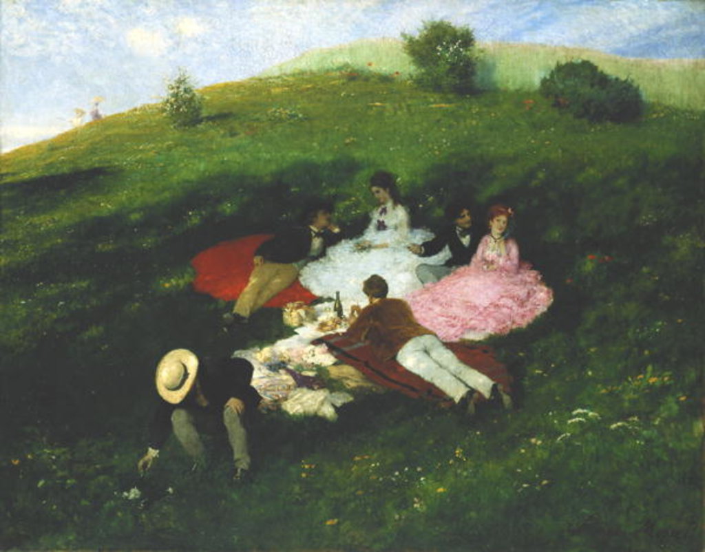 Detail of Picnic in May, 1873 by Pal Szinyei Merse