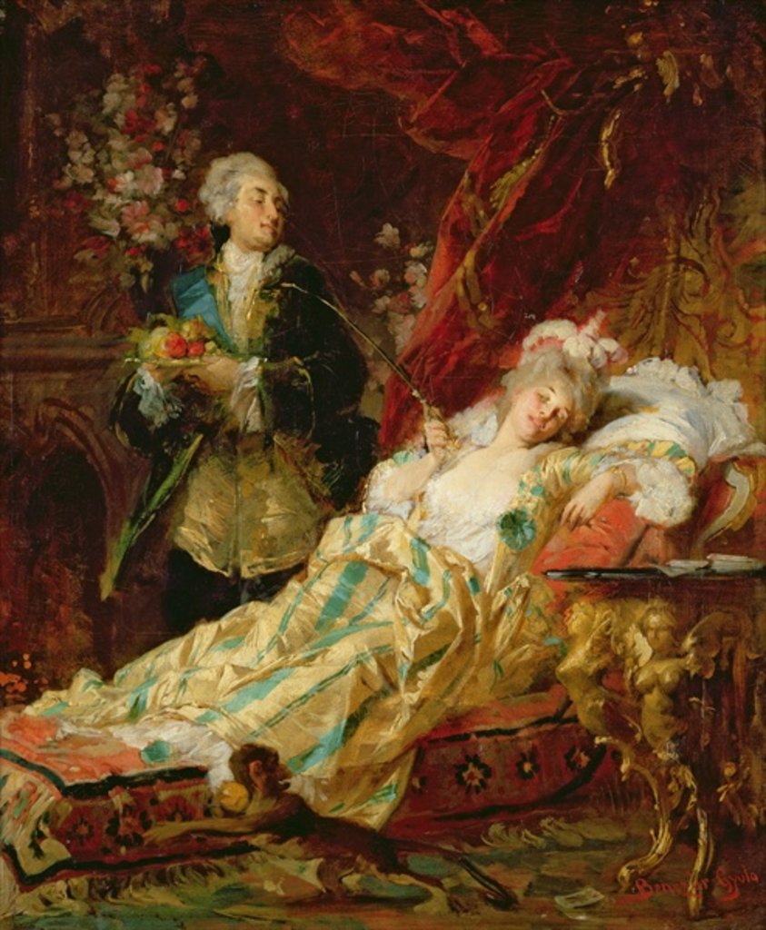 Detail of Louis XV and Madame Dubarry by Gyula (1844-1920) Benczur