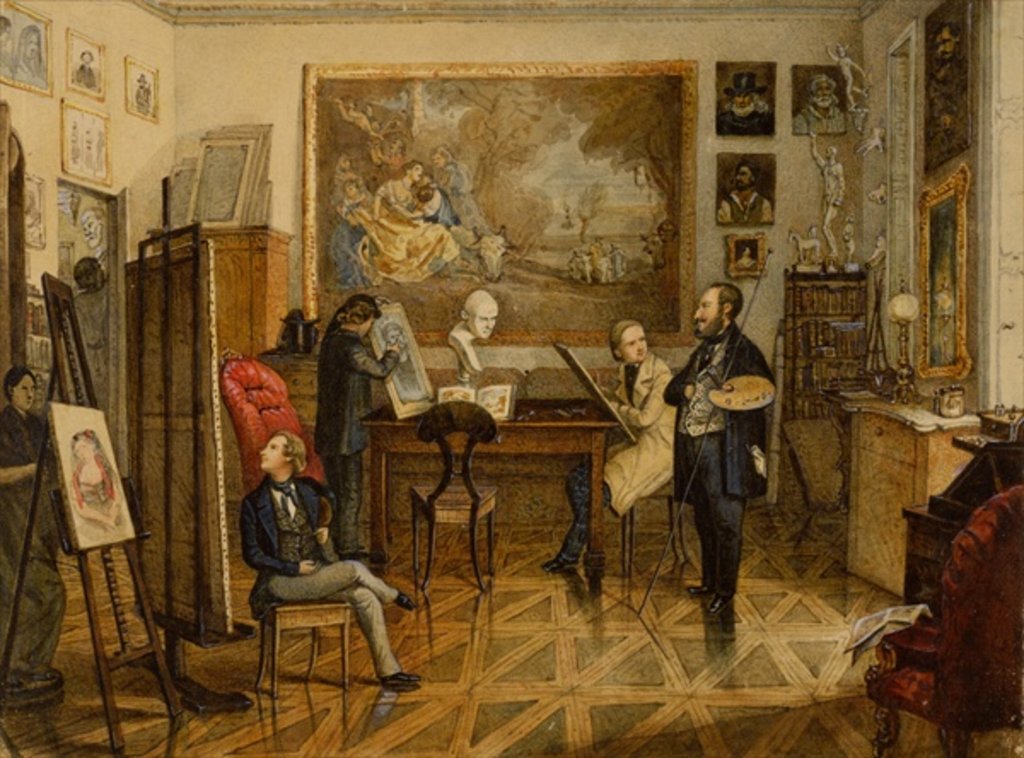 Detail of In the Studio of Miklos Barabas by Than Mor