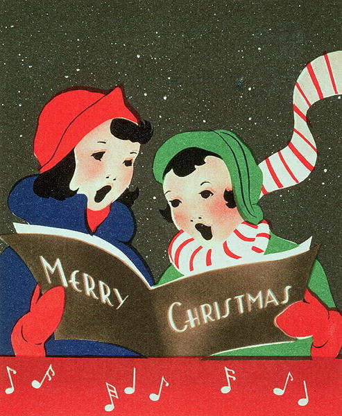 Detail of Merry Christmas, Christmas card by Anonymous