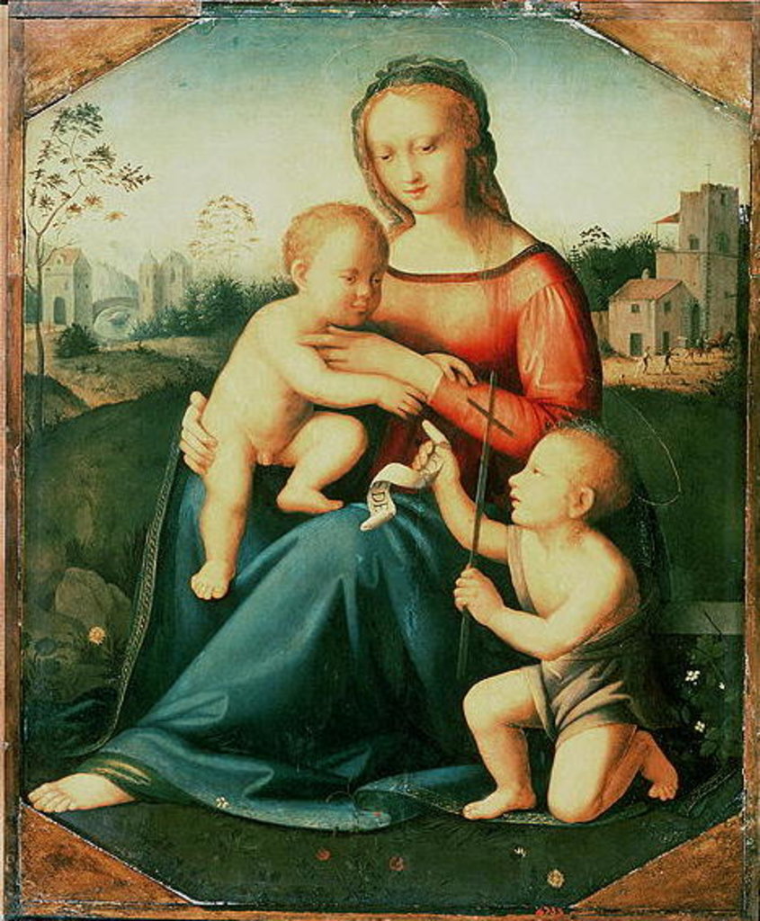 Detail of Madonna and Child with St. John the Baptist by Italian School