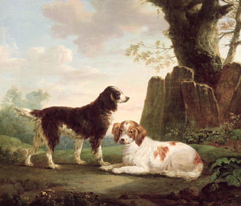 Detail of Two spaniels in a landscape by Charles Towne