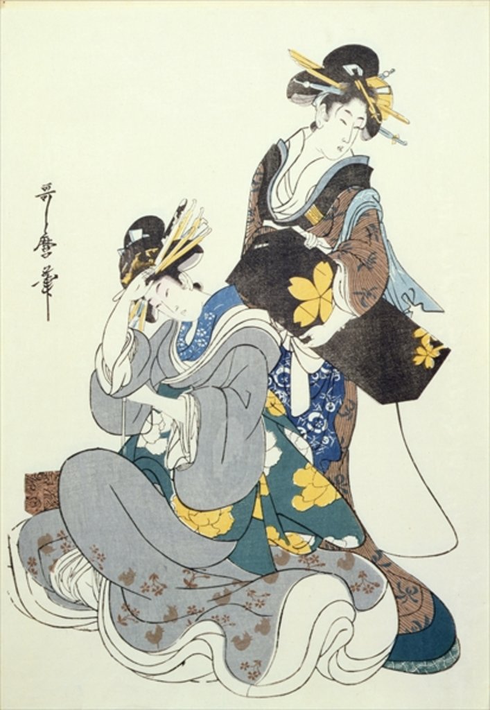 Detail of Two Female Figures by Kitagawa Utamaro