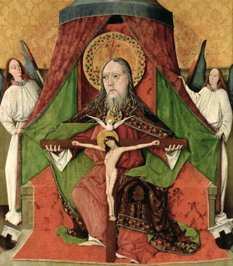 Detail of The Holy Trinity, central panel of the high altarpiece of the Church of the Holy Trinity in Mosóc 1471 by GH Master