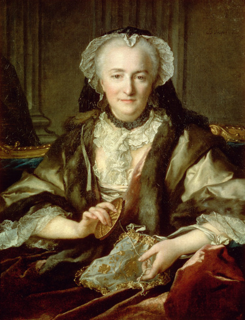 Detail of Madame Dange Sewing, 1753 by Louis M. Tocque