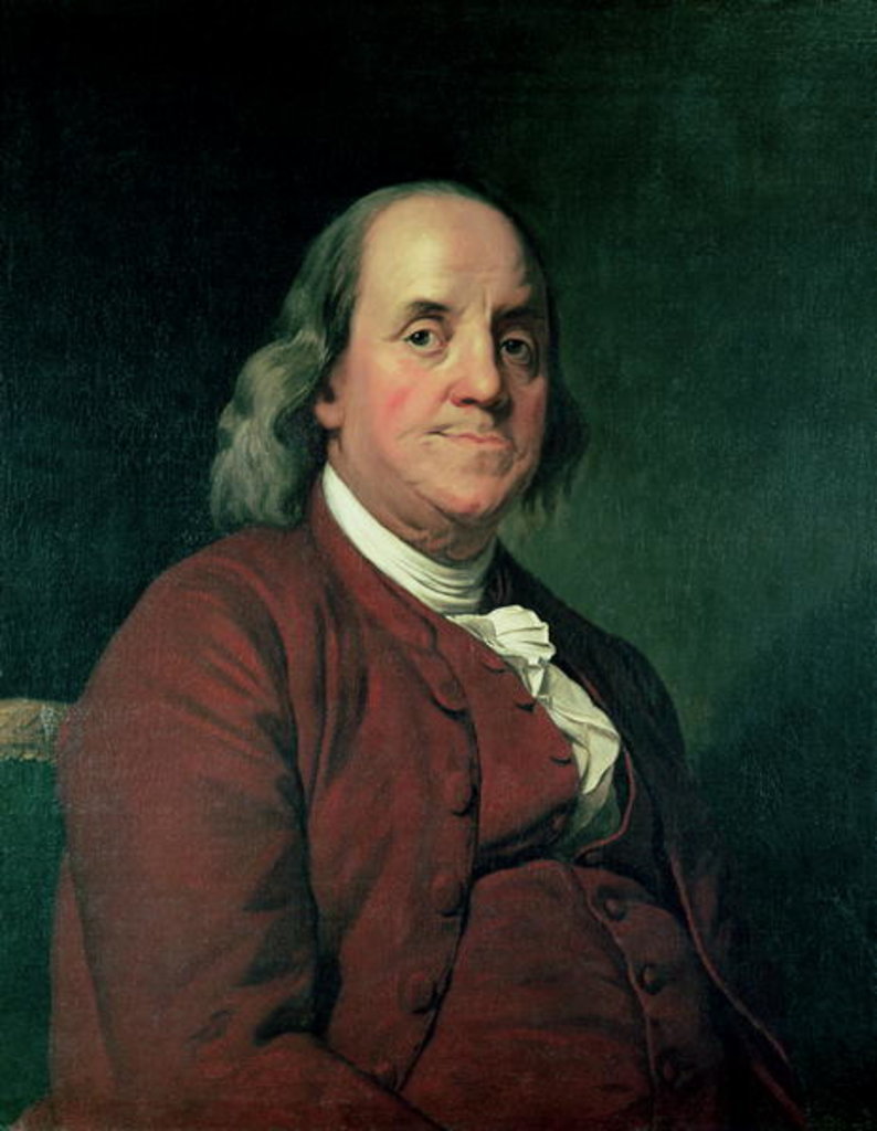 Detail of Benjamin Franklin, 1782 by Joseph Wright of Derby