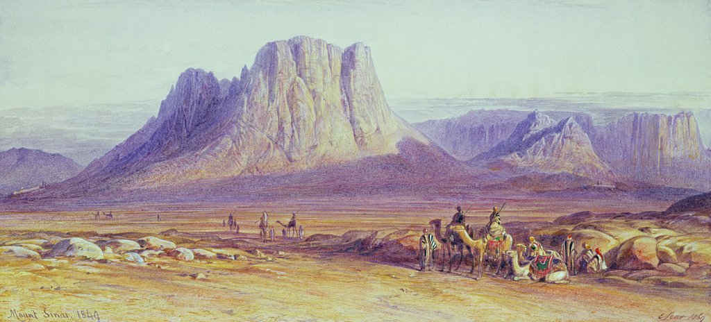 Detail of The Camel Train, Condessi, Mount Sinai, 1848 by Edward Lear