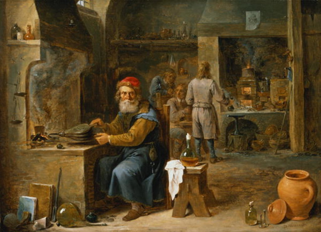 Detail of The Alchemist, 1652 by David the Younger Teniers