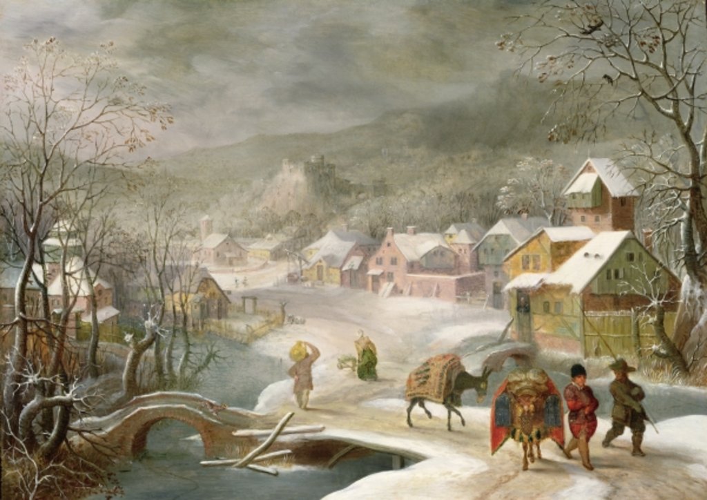 Detail of A Winter Landscape with Travellers on a Path by Denys van Alsloot