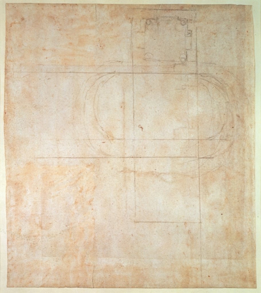 Detail of A ground plan of a Chapel, 1490-1564 by Michelangelo Buonarroti