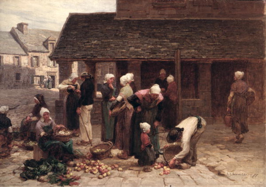 Detail of The Market Place of Ploudalmezeau, Brittany, 1877 by Leon Augustin Lhermitte