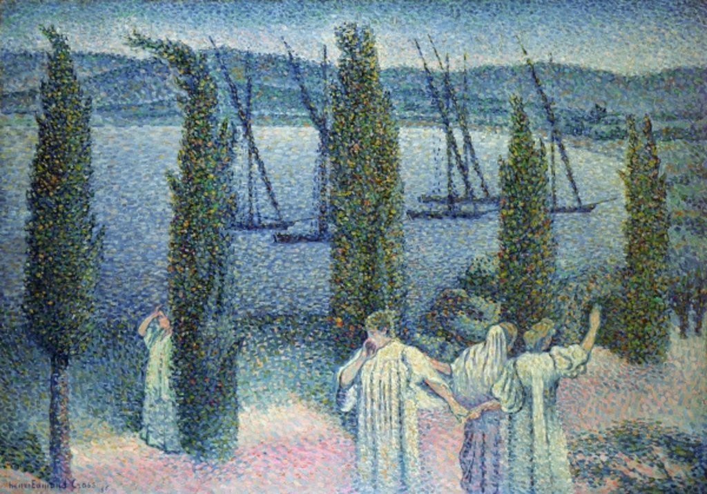 Detail of Coastal View with Cypress Trees, 1896 by Henri-Edmond Cross