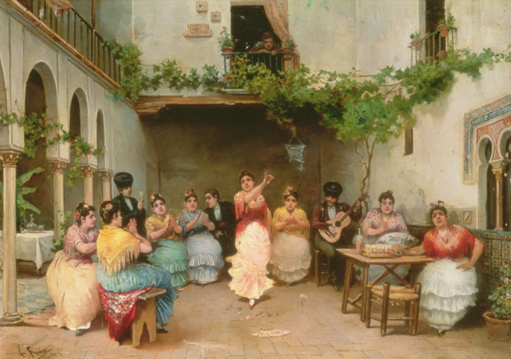 Detail of Gathering around the Spanish Dancer in Seville by Jose Ruiz Blasco