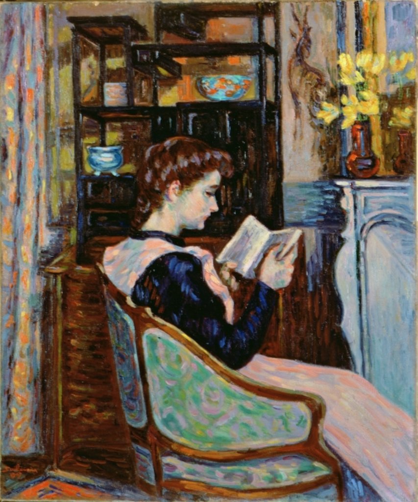 Detail of Mlle. Guillaumin reading, 1907 by Jean Baptiste Armand Guillaumin