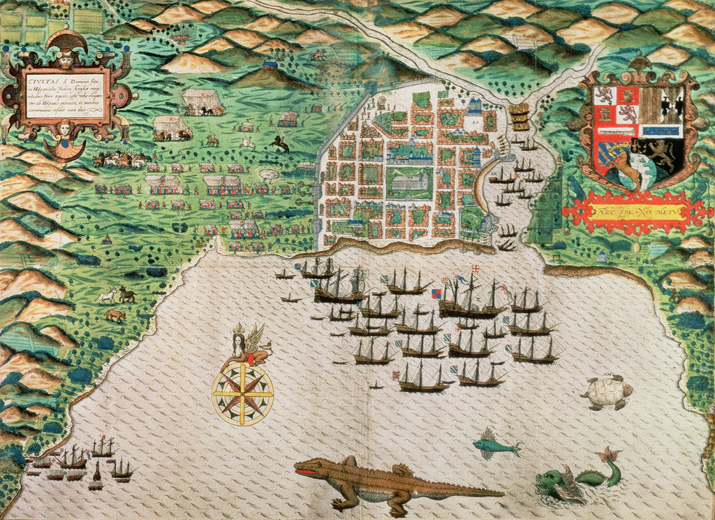Detail of Santiago, Cape Verde, 1589 by Baptista Boazio