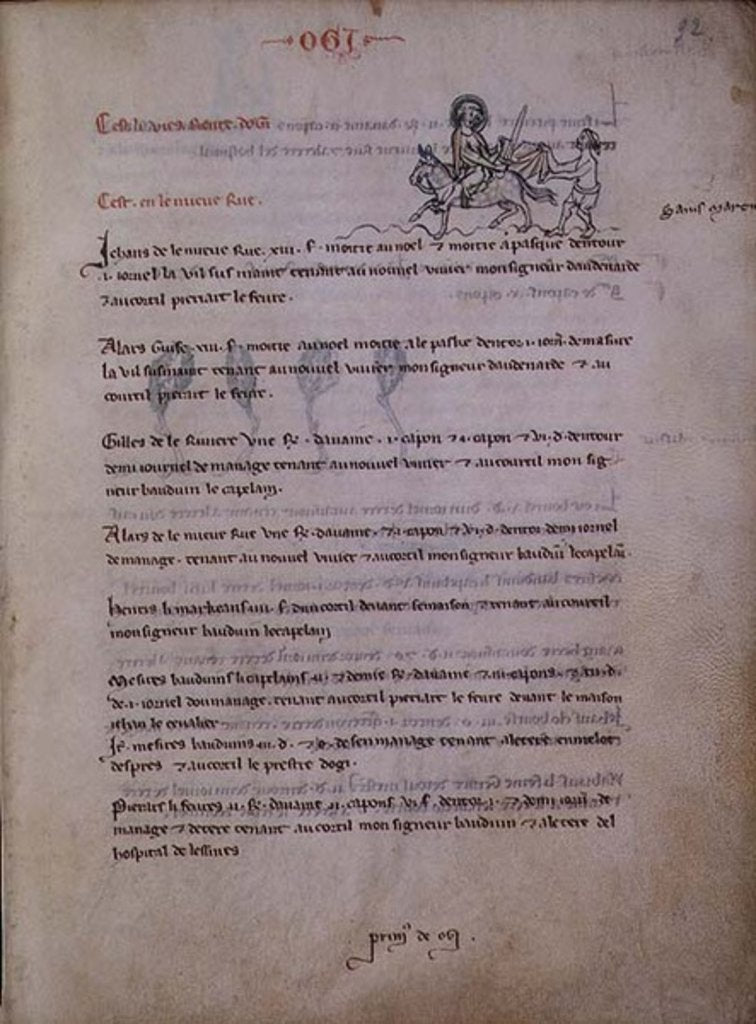 Detail of Ms 1175 f.92 St. Martin cutting his cloak by School French