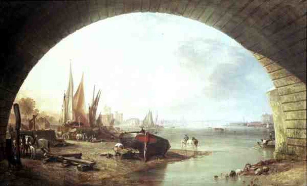 Detail of Old Vauxhall Bridge, London by William Clarkson Stanfield