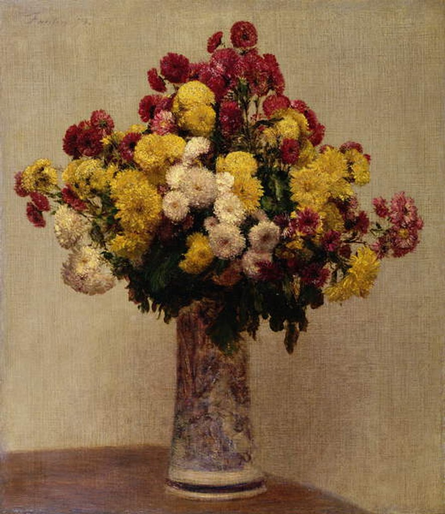 Detail of Chrysanthemums in a vase, 1873 by Ignace Henri Jean Fantin-Latour
