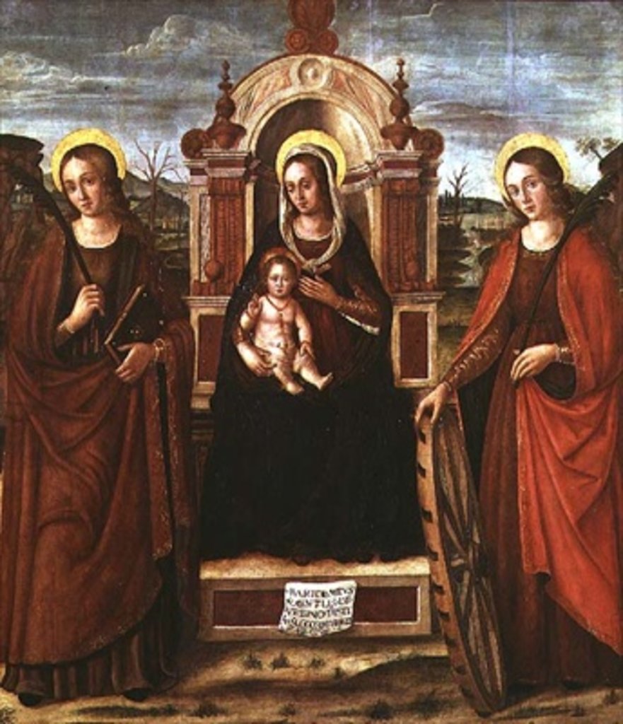 Detail of Madonna and Child Enthroned with St. Catherine of Alexandria and a Holy Female Martyr by Bartolommeo de Gentile de Urbino