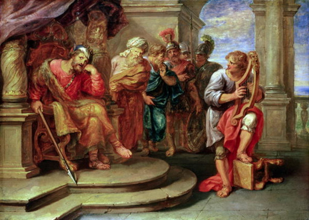 Detail of Saul Listening to David Playing the Harp by Erasmus II Quellinus