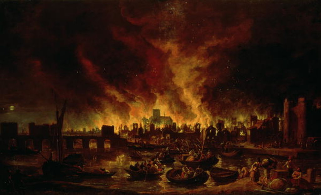 Detail of The Great Fire of London in 1666 by Lieve Verschuier