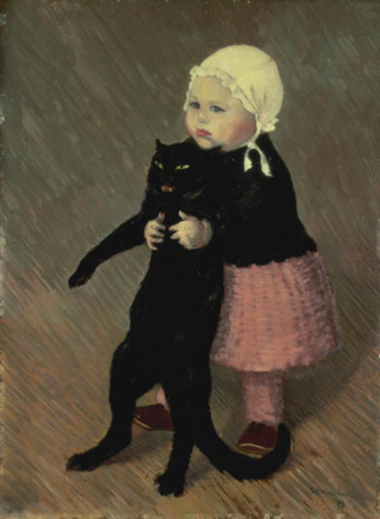 Detail of A Small Girl with a Cat, 1889 by Theophile Alexandre Steinlen
