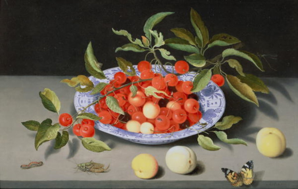 Detail of Still Life of Cherries and Peaches by Balthasar van der Ast