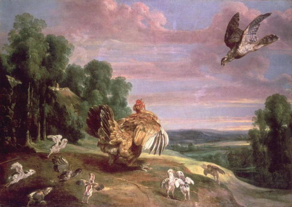 Detail of The Hawk and the Hen by Frans Snyders or Snijders