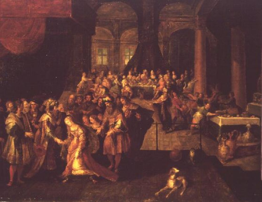 Detail of King Ahasuerus Crowns Esther by Frans II the Younger Francken