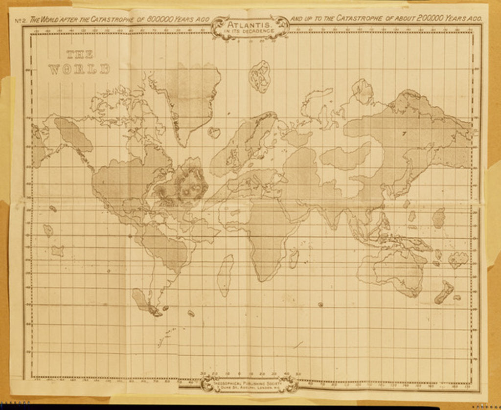 Detail of Map of the world, 'Atlantis in it's Decadence', published by the Theosophical Publishing Company by School English
