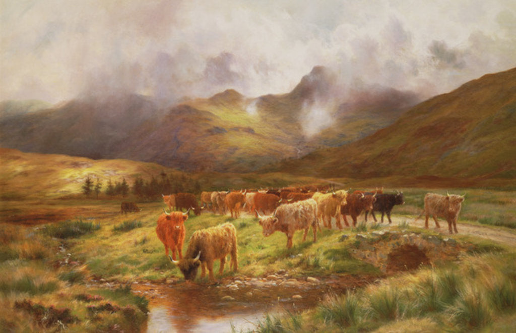 Detail of A Highland Drove at Strathfillan, Perthshire by Louis Bosworth Hurt