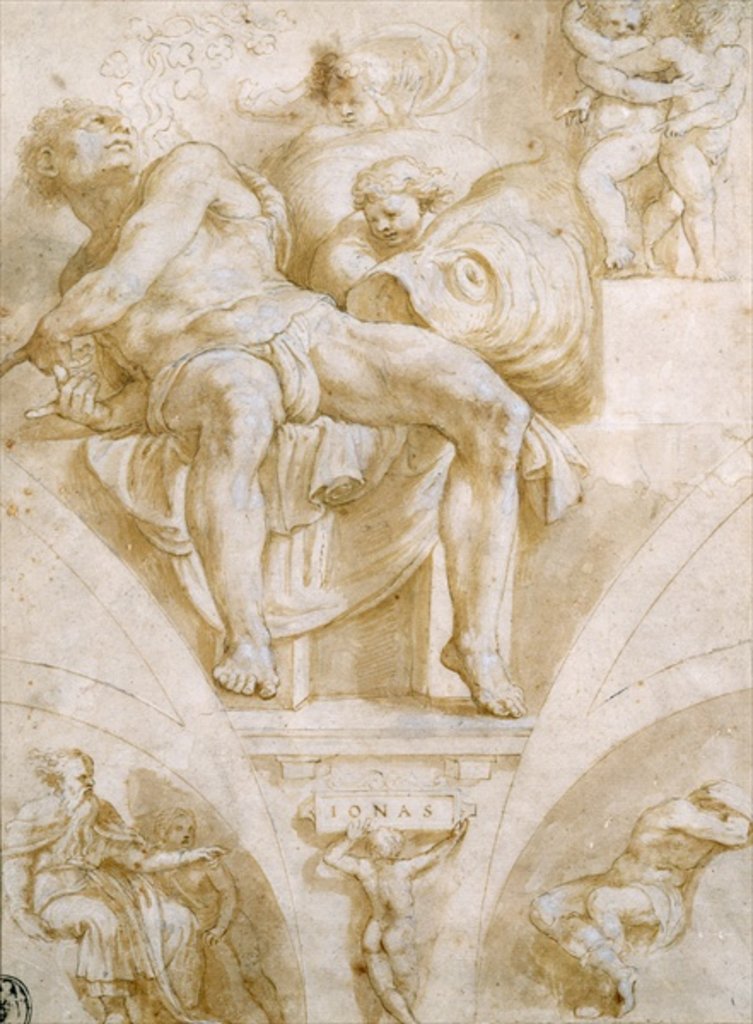 Detail of The Prophet Jonah and Two Destroyed Lunettes by Giorgio-Giulio Clovio